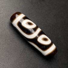 Rare Tibetan Buddhism Agate 4 Eyes Totem Dzi Bead Amulet Necklace Pendant G821 picture
