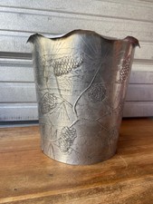 Vintage Wendell August Forge Hand Hammered Aluminum Waste Basket Pine Cone 10