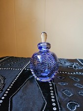 Karg signed vibrant blue and clear swirling pattern perfume bottle and stopper picture