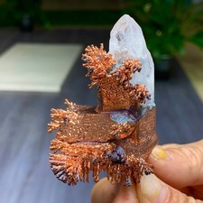 91G Natural Crystal Rare iridescent Native Copper+white quartz symbiosis picture