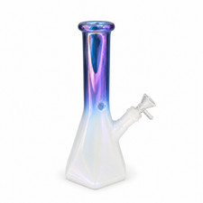 Blueberry Purple Chrome Hexagon Glass Water Pipe Ice Catcher 14mm Bowl 10.5 inch picture
