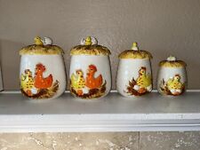 VTG Kitchen canister set of 4 Chicken Chick & Egg SEARS & Roebuck Japan COMPLETE picture