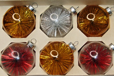 Lot Vintage Clear Glass Pom Pom Filled Starburst BALL Christmas Ornaments picture
