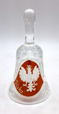 Vtg Violetta Polish Handcut Lead Crystal Bell Poland Polska Eagle Coat of Arms picture