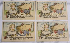 1900s Novelty Postcards Lot of 4 Attached Metal Tools Dutch Girl Series 241 picture