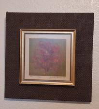 Joichi Hoshi Woodblock Print Red Tree Signed 1972 Vintage Japanese Art Framed picture