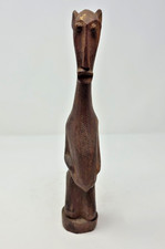 Vintage African Carved Wood Figurine Senufo Fertility Goat Statue MCM Tribal Art picture
