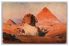 Great Sphinx And Pyramids Of Giza Egypt, Artist Signed Postcard picture