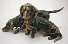 Pair of Vintage Dachshund Dog Vienna Bronze Figurine picture