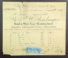 1902 E. W. Bonekamper Boot & Shoe Lace Mfr Windsor Ct Monkwell St London Invoice picture