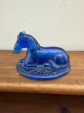 Vintage Cobalt Blue Horse On A Nest Cover Topper Only  picture
