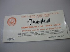 Vtg 1967 Disneyland Bank America Club Family Fun Night Admission Ticket picture