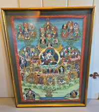 Thangka Painting #1 Buddhist Deity Chinese Silk Embroidery Tibetan Asian 33X26 picture