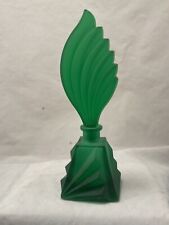 frost finish green art deco style  flame top perfume bottle Czech picture