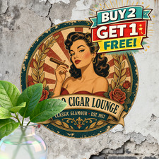 Havana Cuba Tobacco Cigars Round Tin Sign 8x8 Vintage Bar Metal Wall Art Plaque picture