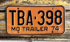 1974 Missouri TRAILER License Plate TBA-398 picture