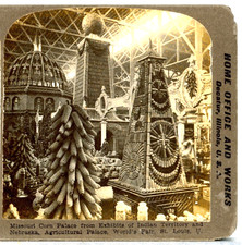 ST. LOUIS WORLDS FAIR, Missouri Corn Palace, Indian Territory Ex-Stereoview SL18 picture