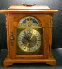 Vintage Emperor Franz Hermle Moon Phase Cherry Mantel Clock 17.5