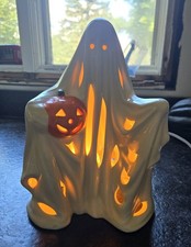 Vintage 1970s Byron Molds Ceramic Halloween Ghost Lamp Light 9.5 In By 7 In picture