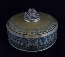 WIENER WERKSTATTE ERA FIGURATIVE CHOCOLATE BOX SLEEPING PUTTI WITH DOG C.1910 picture