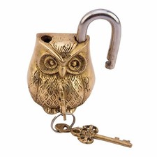 Door Owl Lock Brass Handmade Antique Style Golden Finish Home decor Piece Gift picture