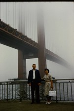 c1950's 35mm Slide Film Golden Gate Bridge San Francisco Couple Foggy Day Man picture