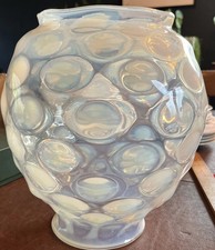 Vintage Fenton Coin Dot White Opalescent Glass Lamp Shade Globe Fitter 10” x 4” picture