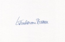 WERNHER VON BRAUN, hand-signed card - very rare picture