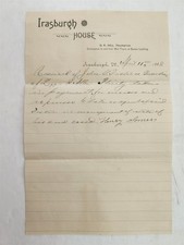 1888 antique IRASBURGH HOUSE irasburgh vt LETTERHEAD JOHN S FROST mail trains picture