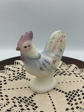 Fenton Rooster 5 1/2” Opal Satin Hand Painted & Signed picture