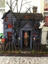 OOAK ARTIST MADE, HANDCRAFTED AMAZINGLY DETAILED HALLOWEEN HAUNTED HOUSE picture