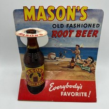 Vintage Masons Old Fashioned Root Beer Cardboard Advertising Countertop Display picture