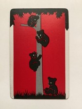 (4) Vintage Art Deco Playing Cards , Bear Cubs picture