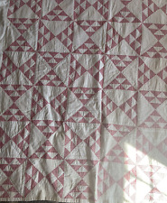 Antique Red & White Gingham  Patchwork Quilt Hand Quilted  1930's Lot B picture