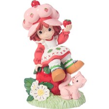 ❦ New PRECIOUS MOMENTS Figurine STRAWBERRY SHORTCAKE Pink Custard Cat Flower Art picture