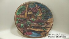 European Vintage Chalkware Plaster Wall Hanging hand painted decor picture