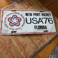 1976 New Port Richey Florida Bicentennial Booster License Plate picture