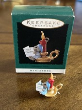 Christmas Wishes 1995 Miniature Hallmark Keepsake Ornament Mouse on Candlestick picture