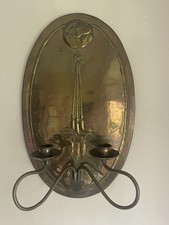 Antique Arts & Crafts Brass Sconce Glasgow School Margaret Gilmour Liberty Co picture