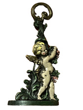 VINTAGE 1950’s HEAVY CAST IRON CHERUB/CUPID DOOR STOP ANTIQUE PUTTI  16” TALL picture