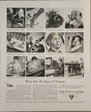 1944 Bausch & Lomb Optical Vintage Ad Here Are the Eyes of Victory picture