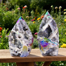 150-200g Angel Aura Sphalerite Tower Rare Rainbow Metallic Crystal Energy Gener picture