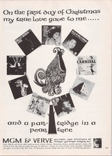 MGM Verve Records Christmas Ad 1961 Magazine Print Ella Judy Garland Connie picture