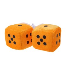 A FEI 1 Pair Fuzzy Dice Dots Rear View Mirror Hanger Decoration Car Orange picture
