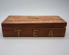 Prestigious Handcrafted Darjeeling Wood Tea Trinket Box W/Gold Tone Elephant picture