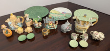 Vintage Precious Moments Miniatures Lot Tea Sets Noah’s Ark Apple Barn Nativity picture
