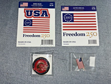 FREEDOM 250 USA 🇺🇸 Rare & Collectible 🇺🇸 Coin, Pin, Decals - NEW (S-21) picture