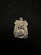 Vintage 1830 Sterling Silver 925 O Mary Slide Locket Pendant Roses picture