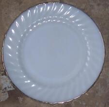 Fire King Glass Golden Shell White Dinner Plate with Gold Trim Vintage Tableware picture