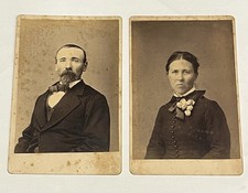 Antique Victorian Cabinet Cards Pair S.P. Tresize Logan Ohio Man & Woman Photos picture